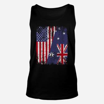 Australian Roots Tshirt | Half American Flag Australia Shirt Unisex Tank Top | Crazezy