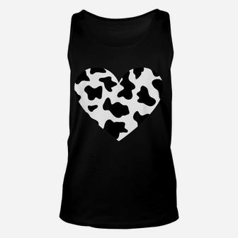 Awesome Cow Print Black & White Print Heart Unisex Tank Top | Crazezy UK
