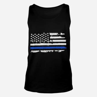 Back The Blue American Flag Police Support Thin Blue Line Sweatshirt Unisex Tank Top | Crazezy