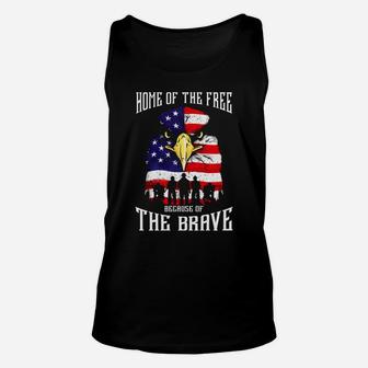 Bald Eagle American Flag Military Veterans Patriotic Brave Sweatshirt Unisex Tank Top | Crazezy