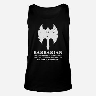 Barbarian Gamer D20 Dice Dungeon Dragons Gaming Gift Unisex Tank Top | Crazezy