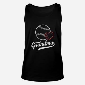 Baseball Grandma For Women Heart Grandson School Unisex Tank Top | Crazezy