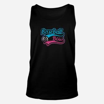 Baseball Or Bow Pregnancy Gender Reveal Baby Mom Dad Shirt Unisex Tank Top | Crazezy