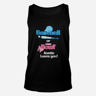 Baseball Or Bows Gender Reveal Party Auntie Loves You Unisex Tank Top | Crazezy DE