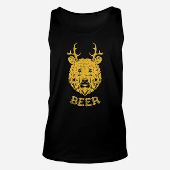 Bear Deer Beer Funny Drinking Hunting Camping Dad Uncle Gift Unisex Tank Top | Crazezy UK