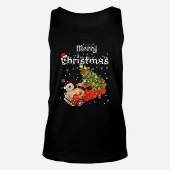Bearded Dragon Ride Red Truck Christmas Pajama Unisex Tank Top | Crazezy