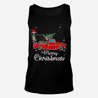 Bernese Mountain Dog Rides Red Truck Christmas Pajama Shirt Unisex Tank Top | Crazezy