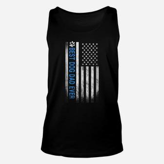 Best Dog Dad Ever American Flag Gift For Best Father Unisex Tank Top | Crazezy