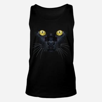 Black Cat Face Shirt Yellow Eyes Kitty Kitten Cats Christmas Unisex Tank Top | Crazezy