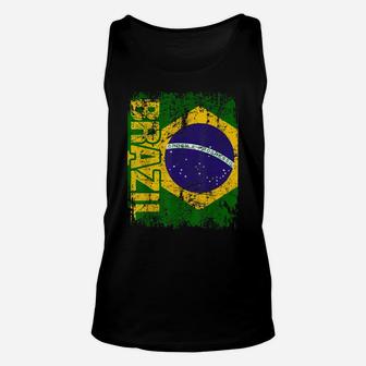 Brazil T Shirt Big Flag Vintage Distressed Brazil Unisex Tank Top | Crazezy
