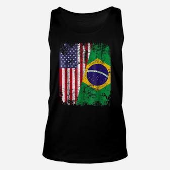 Brazilian Roots Tshirt | Half American Flag | Brazil Shirt Unisex Tank Top | Crazezy