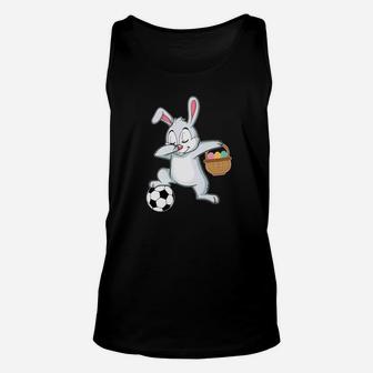 Bunny Rabbit With Easter Eggs Dabbing Playing Soccer Unisex Tank Top | Crazezy CA