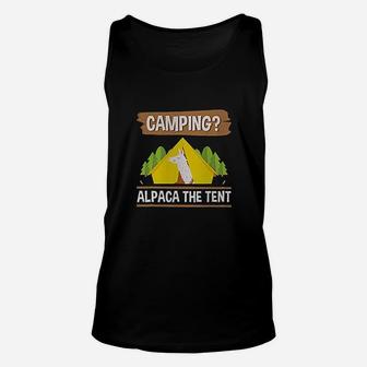 Camping Alpaca The Tent Funny Camper Gifts Unisex Tank Top | Crazezy