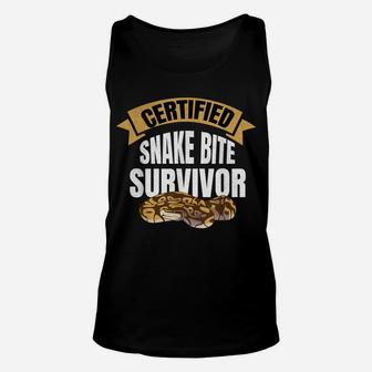 Certified Snake Bite Survivor | Funny Get Well Soon Gift Unisex Tank Top | Crazezy