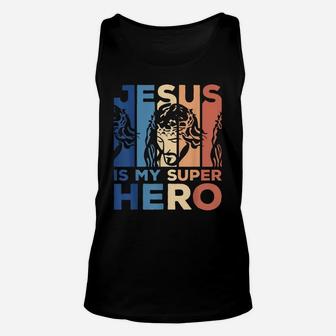 Christian Vintage Jesus Is My Superhero Unisex Tank Top | Crazezy