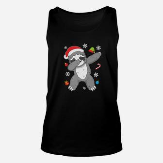 Christmas Funny Sloth Dab Dance Dancing Gift Unisex Tank Top | Crazezy