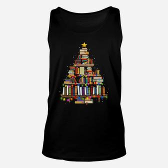 Christmas Library Tree Gift For Librarian And Book Lover Sweatshirt Unisex Tank Top | Crazezy UK