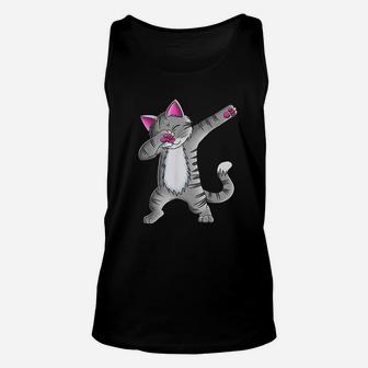 Dabbing Cat Shirt Kitten Funny Dab Dance Unisex Tank Top | Crazezy