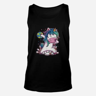 Dabbing Unicorn Bowling Birthday Party Gift For Girls Unisex Tank Top | Crazezy