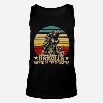 Dadzilla Father Of The Monsters Retro Vintage Sunset Unisex Tank Top | Crazezy