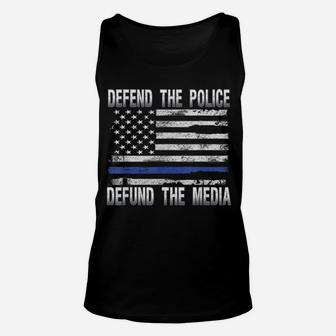 Defend Police Defund Media Support Thin Blue Line Us Flag Unisex Tank Top | Crazezy