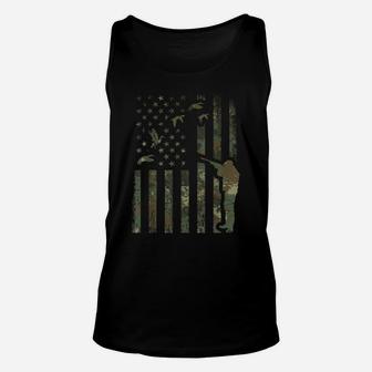 Duck Hunting Camo Men Camouflage Hunter Gift American Flag Unisex Tank Top | Crazezy AU