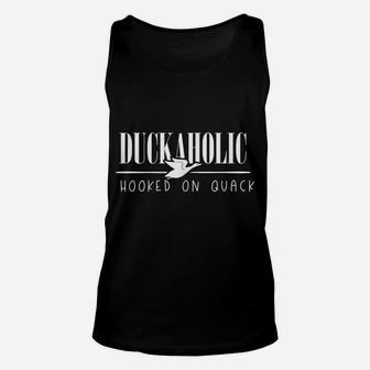 Duckaholic Funny Duck Silhouette Hooked On Quack Unisex Tank Top | Crazezy AU