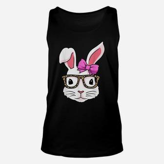 Easter Shirt Leopard Print Glasses Egg Hunting Easter Bunny Unisex Tank Top | Crazezy