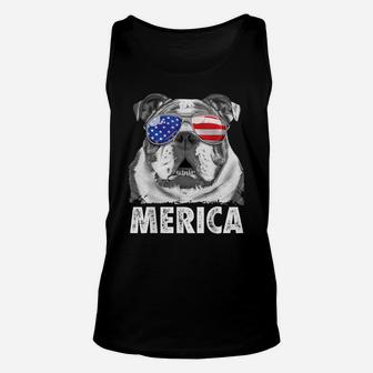 English Bulldog 4Th Of July Shirts Merica Men Women Usa Flag Unisex Tank Top | Crazezy