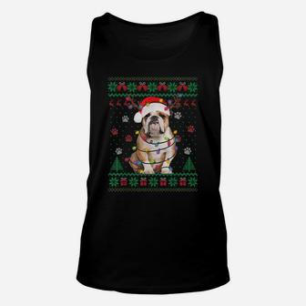 English Bulldog Christmas Lights Santa Dog Lover Ugly Sweate Unisex Tank Top | Crazezy
