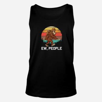 Ew People Bigfoot Retro Sunset Hiking Outdoors Unisex Tank Top | Crazezy