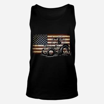 Farm Tractor Usa Flag Patriotic Vintage Farmer Farming Gift Sweatshirt Unisex Tank Top | Crazezy AU