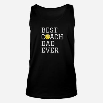 Fathers Coaching Gift Best Softball Coach Dad Ever Unisex Tank Top | Crazezy UK