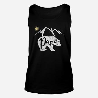 Fathers Day Papa Bear Mountain Hiking Camping Gift Tee Unisex Tank Top | Crazezy