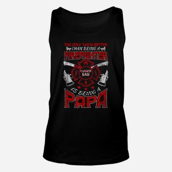 Firefighter Papa | Fire Fighter Dad For Fathers Day Fireman Unisex Tank Top | Crazezy
