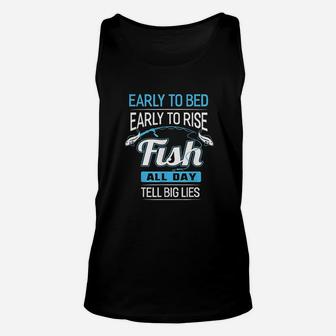 Fish All Day Tell Big Lies Funny Fishing Unisex Tank Top | Crazezy CA
