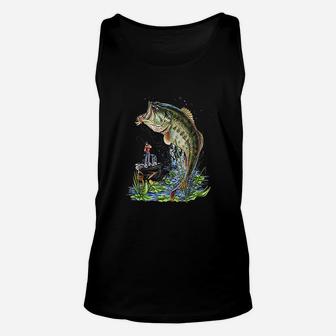 Fishing Graphic Large Mouth Bass Fish Gift Unisex Tank Top | Crazezy