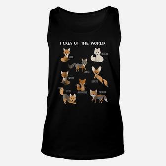 Foxes Of The World Funny Fox Animals Educational T Shirt Unisex Tank Top | Crazezy AU