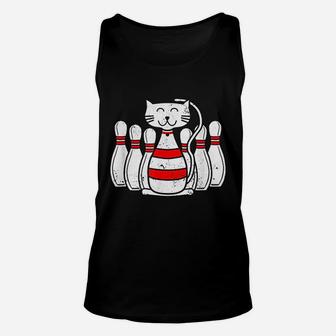 Funny Cat Lover Gift Bowling Pin Cat Bowler Cats And Bowling Unisex Tank Top | Crazezy AU