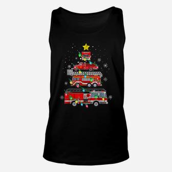 Funny Firefighter Fire Truck Christmas Tree Xmas Gifts Unisex Tank Top | Crazezy DE