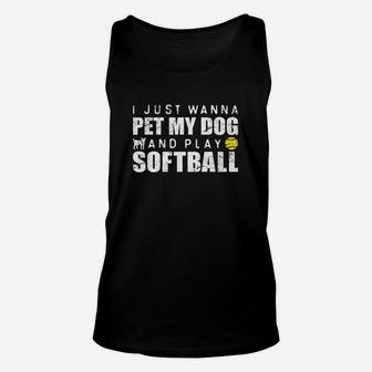 Funny Girls Softball Puppy Dog Lover Gift Unisex Tank Top | Crazezy