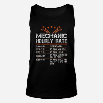 Funny Mechanic Hourly Rate Gift Shirt Labor Rates Unisex Tank Top | Crazezy DE