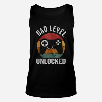 Funny New Dad Shirt Dad Level Unlocked Tee Shirt Gaming Unisex Tank Top | Crazezy