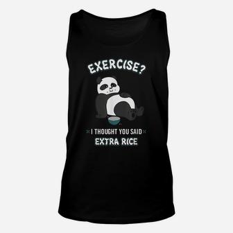 Funny Panda Exercise I Thought You Said Extra Rice Unisex Tank Top | Crazezy
