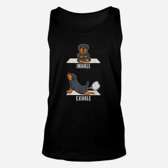 Funny Rottweiler Puppy Yoga Poses Asanas For Yoga Classes Unisex Tank Top | Crazezy