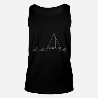 Funny Sailboat Heartbeat Shirt | Cute Love To Sail Tee Gift Unisex Tank Top | Crazezy AU
