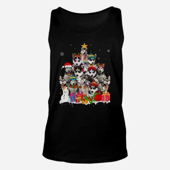 Funny Siberian Husky Christmas Tree Pet Dog Lover Gift Unisex Tank Top | Crazezy DE