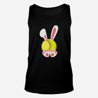 Funny Softball Bunny Girls Easter Bunny Ears Unisex Tank Top | Crazezy
