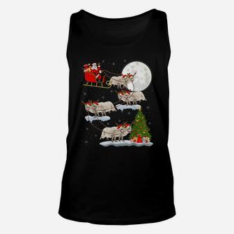 Funny Xmas Lighting Tree Santa Riding Arctic Fox Christmas Unisex Tank Top | Crazezy AU