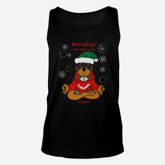 Funny Yoga Christmas Dog Rottweiler Lovers Unisex Tank Top | Crazezy